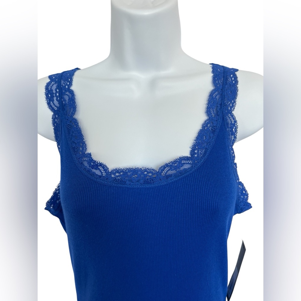 π π NWT APT. 9 Essentials Cobalt Bay Lace Trim Tank Top | Womenβs Size Medium - Picture 3 of 9